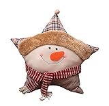素敵なリネンスタークリスマスソファベッドホームインテリアピロークッション、雪だるま
