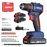 NANWEI 電動ドライバー 充電式ドリルドライバー マキタバッテリー対応 ブラシレスモーター 21段階トルク調節 2スピードモード 無断変速 最大50N·m 正逆転切替 小型軽量 LEDライト 2.0Ahバッテリー2個付き ネジ締め/ネジ外し/穴あけ
