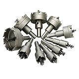 KKmoon 10個入り 超硬チップ ドリルビット ホールソーセット 先端直径16mm / 18mm / 19mm / 22mm / 25mm / 30mm / 35mm / 42mm / 50mm 