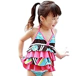 女の子水着 ベビー水着　水着 女児　海水浴　水着 　乳児スイミングウェア　子供水着　児童水着　女児タンキニ　キッズ 水着　多色　女の子上着+パンツ2点セット (L)