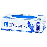 サラヤ ニトリル手袋α200枚入ブルー L 50999