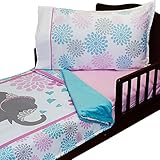 3pc Springtime Elephants Toddler Bedding Set Blanket Sheet and Pillowcase Set by RoomCraft