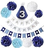BABY tree バースデー デコレーション セット 1歳 2歳 3歳 誕生日 飾り (3歳 ブルー)