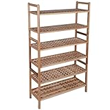 Hapilife シューズラック 木製 6段 ナチュラル ウッドラック 収納ラック 幅70×奥行27×高さ120cm