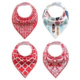 Cutelove ベビー　赤ちゃん　男女兼用　よだれかけ　4枚セット　二層 　三角 スナップ　防水　柔らかい　サイズ調整可能　出産準備　スタイ　綿製品（0-3T）