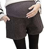 Spinas(スピナス) マタニティ ショート パンツ 大きくなるお腹を優しく包みます リブ キュロット マタニティパンツ 妊婦 産前 ブラック ライトグレー ダークグレー M～XXL （ダークグレー