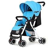 折り畳めるベビーカー、四輪ショックベビーカー、ベビートロリー、ベビーカー ( 色 : 青 )