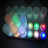LEDティーライト　キャンドル　再充電可能　カップ付き　12個セット　 (リモコンなし, マルチカラー)
