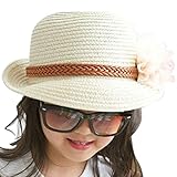 ARAUS　キッズ　帽子　日よけ帽　サマーハット　サンハット　紫外線対策　花付き　ストロー　太陽　キッズ　ベビー　女の子　男の子　誕生日　旅行　散歩　お遊び　プレゼント　ギフト　夏（2-10歳用） (