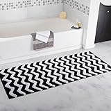 Lavish Homeシェブロンバスルームマット 24" x 60" ブラック 67-0026-BL