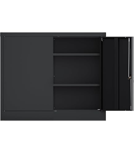 Amazon.co.jp: DEWEL スチール書庫 鍵付きキャビネット 両開きタイプ