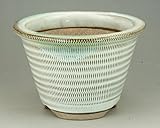 いよじ園 【盆栽鉢】 小石原焼/飛カンナ紋外縁丸鉢 （小品サイズ）径：10.5cm 【ミニ鉢～小鉢】
