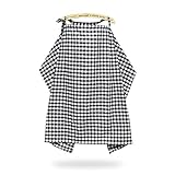 Seliyi 授乳ケープ ポンチョ ワイヤー入り 授乳エプロン 調節可能 綿100％ 通気性 肌触り良い 持ち運び便利 収納ポーチ付き (黒)