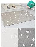Caraz(カラズ) リバーシブル 両面 PEマット 120×180×1.2cm 子犬 星柄 アイボリー グレー