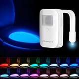 充電式16色トイレ夜ライトip67防水設計、モーションセンサーLEDトイレボウルライト、5ステージディマー、モーション検出、長持ち 1 Pack ホワイト 550plus