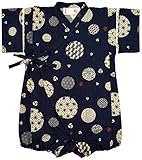 村信 和水玉柄 甚平風ロンパス 男児 ネイビー 80cm 71723 日本製