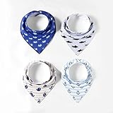 AKC スタイ ビブ よだれかけ コットン100% 柔らかい 2層タイプ スナップ 三角 ベビー 4枚セット (Tセット)