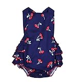 Junda　ベビー服　春夏 はいはいロンパース＋ヘッドバンド　出産祝い　女の子　吸汗 綿　チェリー柄