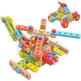 Rolimate 138 Parts Big Size 3D DIY Nut Wooden Early Building Assembly & Disentanglement Block Puzzle