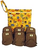 Pandaroos Charcoal Bamboo 5-Layer Cloth Diaper Insert Liners with Gusseted Legs (Set of 6) and Print