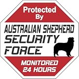 AUSTRALIAN SHEPHERD SECURITY FORCE サインボード：オーストラリアンシェパード ２４時間監視中 セキュリティ 英語 看板 MADE IN U.S.A [並行輸入品]