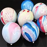 FUNi 12-inch Assortedカラーヘリウムラテックスバルーン、フェスティバルパーティーの装飾Rainbow Colored tie-dyedバルーン、ベビー子供玩具ボール、50ct