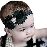 miugle Baby Girl 's Shabby Chicヘッドバンドwithリボン、ブラック、14 " Girth