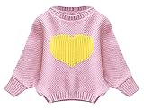 (ラボーグ)La Vogue ベビー服 女の子 ニット セーター キッズ ガールズ カットソー 子供 長袖 プルオーバー トップス ゆったり ハート柄 カジュアル ピンク 80