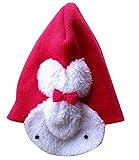 Plus Nao(プラスナオ) 子供用 帽子 ニット帽 ウサギの耳あて付き ニットキャップ ビーニー 赤ちゃん ベビー キッズ 男の子 女の子 冬帽子 - レッド