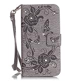 UNEXTATI iPhone 6 / iPhone 6s ケース ダイヤモンド 手帳型ケース カバー カード収納 ストラップ 付き Apple iPhone6 / iPhone6s 用 Case C