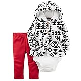 カーターズ（Carter's）女の子用白x黒トライバルフード付きフリースジャケットお出かけ用上下3点セット (9months(67-72cm)) [並行輸入品]