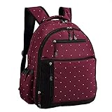 Abonnyc Diaper Bag Backpack Nappy Bags Mummy Travel Backpack Nursery Changing Bag Tote (Claret Red) 
