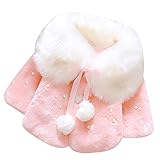 QIAONAI ベビー服　女の子 コート　子供ケープ 女の子　赤ちゃん服　ベビー服 　フード付き 防寒 ふわふわ 暖かい　ファー襟 リボン　アウターウェア ソフト カバーオール 子供服　満月/出産祝い