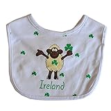 Seamus the SheepホワイトBib withシャムロックアイルランドデザインとテキスト