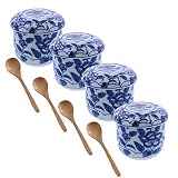 テーブルウェアイースト 選べる染付茶碗蒸し4点+スプーン4点セット (牡丹) ディナー食器セット