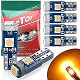 T5 LED メーター球 ウェッジ球 led t5 74 73 2723 2721 W3W LED バルブ メーター球 パネル球 エアコン球 t5 led アンバー 3030チップ ３連 高輝度 12V車用 バイク用 t5 led 拡散 汎用 LED電球 ダッシュボード メーター インパネ エアコンパネル ルーム マイクロ ランプ ライト 6個セット (アンバー)