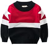 [スゴフィ]SGFY　セーター ボーイズ ガールズ ベビー キッズ コットン ニット 男の子 子供服 女の子 五角の星形 星柄 ストライプ トップス クルーネック 3色 (120cm, 01)