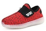 (iWEC)メンズ レディース ユニセックス カジュアルシューズ 子供サイズ LED 光る 夜安全靴 USB ライトアップシューズ はきやすい レッド 36(23.0)