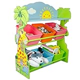 Fantasy Fields - Sunny Safari Animals Thematic Kids Wooden Toy Organizer with Storage Bins [並行輸入品]