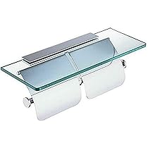 Amazon.co.jp: YBYPトイレット ペーパー ホルダー ガラス 棚付
