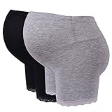 hibote ２点セット　マタニティ　妊娠　調整可能　コットン製　オーバーバンプ　下着　ショーツ　ズボンブラック&グレー/XL