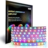 ALITOVE WS2812B LEDテープライト 5050 RGB SMD ドリームフルカラー 夢幻色 LEDテープ 5m 60LEDs/m 300LEDs ピクセル 白PCB 非防水 DC5V