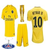PSGパリサンジェルマンKid Youth Neymar Jr 2017年2018 17 18サッカーAway Jerseyキット:ジャージー、ショート、靴下 イエロー