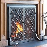 扉付き 大きなジオメトリックスクリーン、幅44インチ x 高さ33インチ ゴールド 66A36BRZ