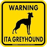 [MAGSIGN] 犬ステッカー/バンパーステッカー イタリアングレーハウンド英語/注意WARNING ITA.GREYHOUND 対象:車(ドア/ガラス/ボディ)･屋外(玄関扉/窓ガラス/メールポスト) 日本製 カラー:イエロー(黄色) Lサイズ