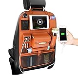 HONCENMAX 車用シートバックポケット 後部座席 収納バッグ 大容量 バックシートポケット 多機能 車内整理 小物入れ 取り付け簡単 PUレザー製 4個USBポートスマホ IPad ティッシュホ
