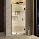 DreamLine Unidoor Plus 33 1 / 2 – 34 in。横幅、フレームレスヒンジシャワードア、3 / 8 "ガラス、オイルはブロンズ仕上げ