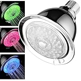 Luminex by PowerSpa 7-Color 4-Setting LED Shower Head with Air Jet LED Turbo Pressure-Boost Nozzle T