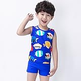 NIKONIKO 男の子 キッズ ベビー 水着 二色/イエロー/ブルー　トップス パンツ 帽子 三点セット　85-160CM