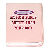 CafePress – My Mom Surfs Better # 2 – スーパーソフトベビー毛布、新生児おくるみ ピンク 05758011766832E